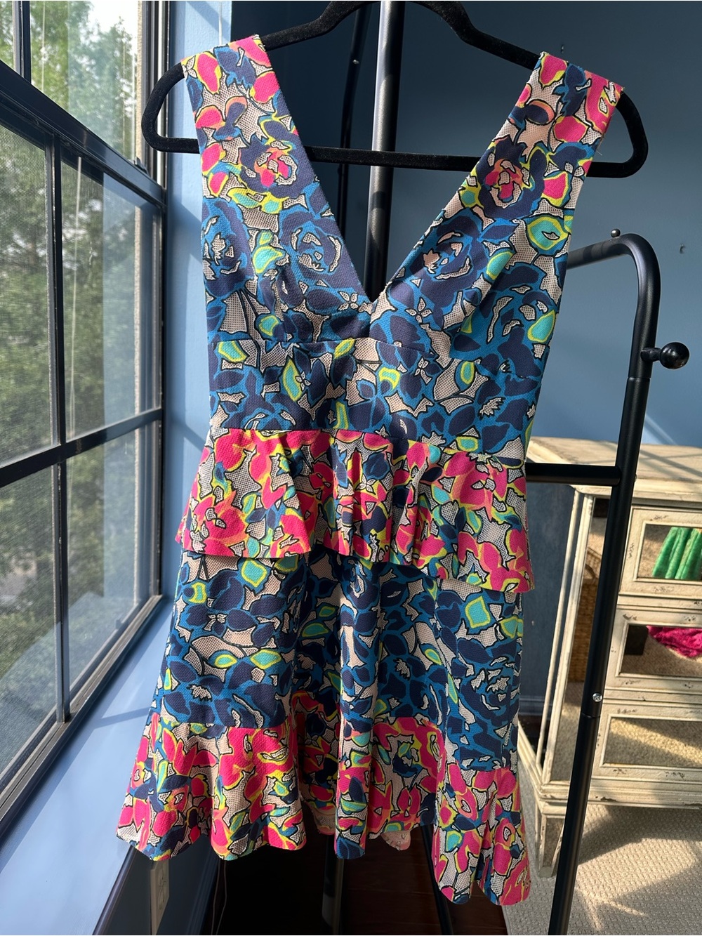BCBGMaxAzria Floral-Print Dress with Navy, Pink & Lime Accents